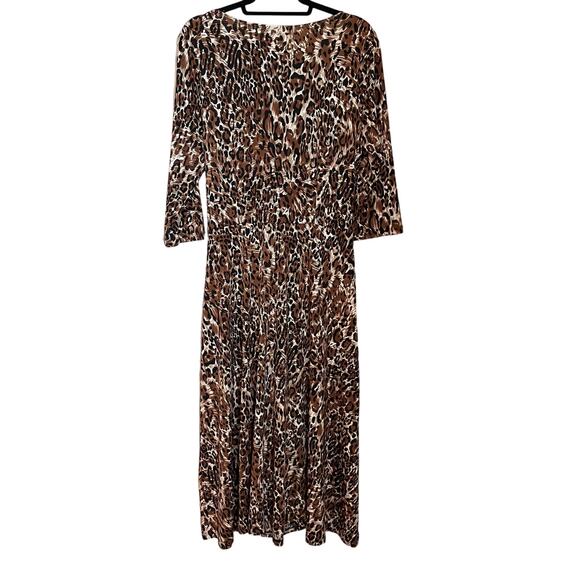 Westside Clothing Co Vintage Dress Women’s Animal Print 3/4 Sleeve Brown Black - Picture 2 of 7